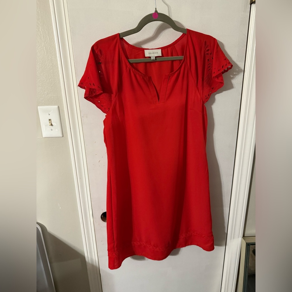 Skies Are Blue Scarlet dress with Eyelet Sleeves